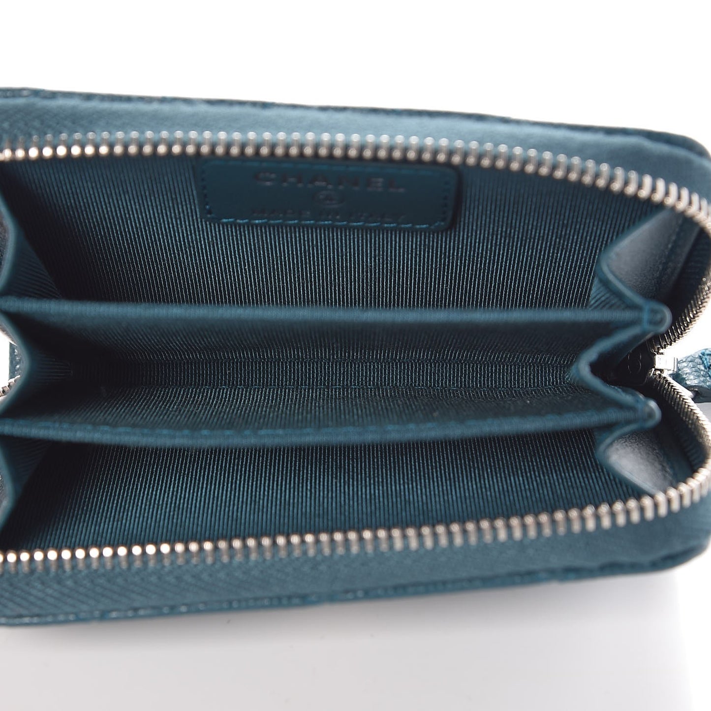 Caviar Quilted Zip Coin Purse Dark Turquoise