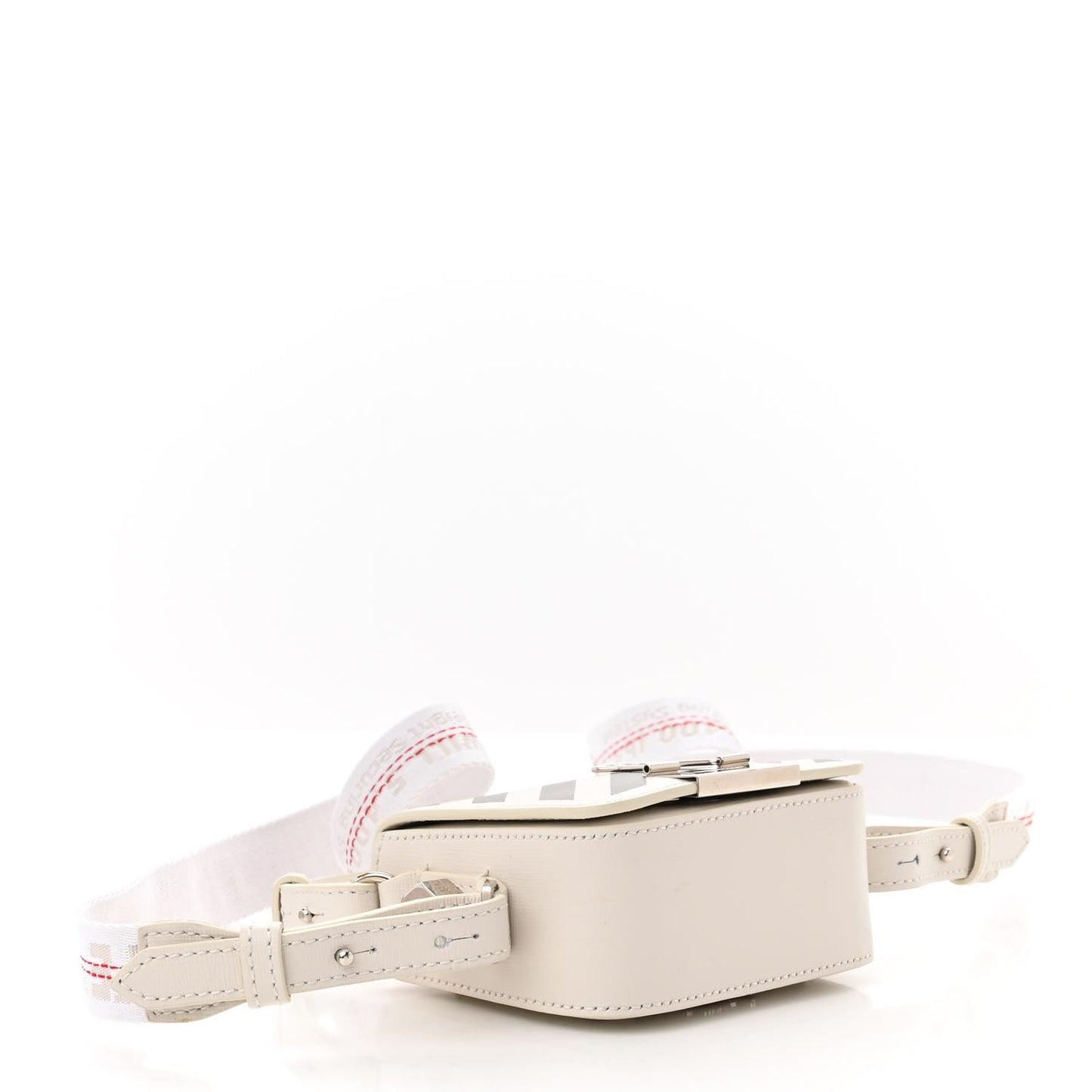 Saffiano Striped Baby Diag Binder Clip Bag White Black