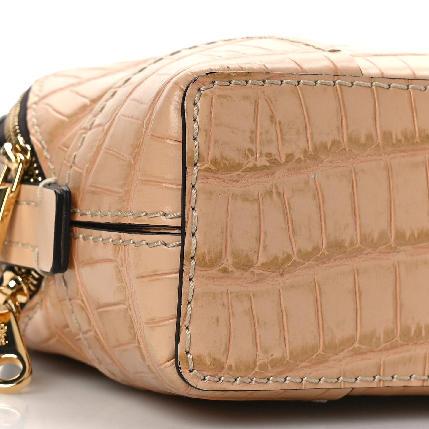 Calfskin Crocodile Embossed Mini Daria Sandy Beige