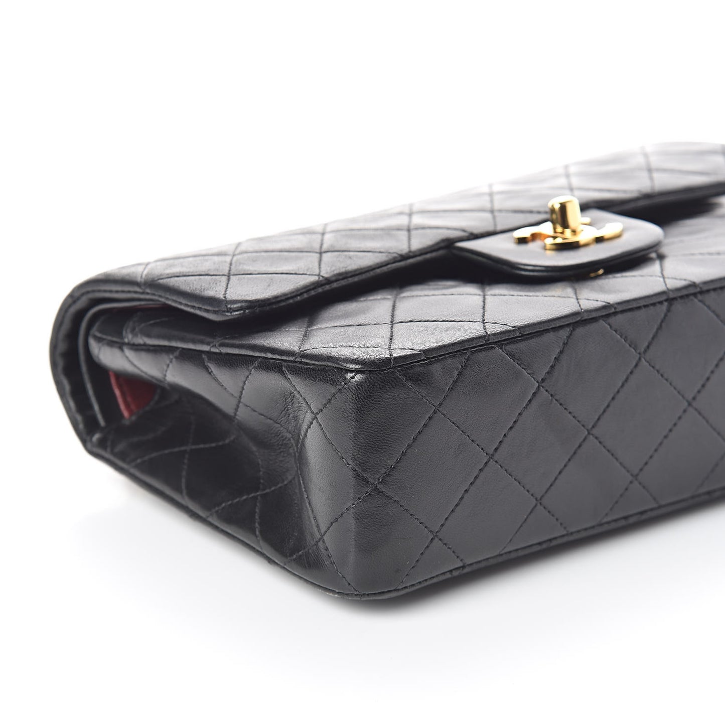 Lambskin Quilted Small Double Flap Black