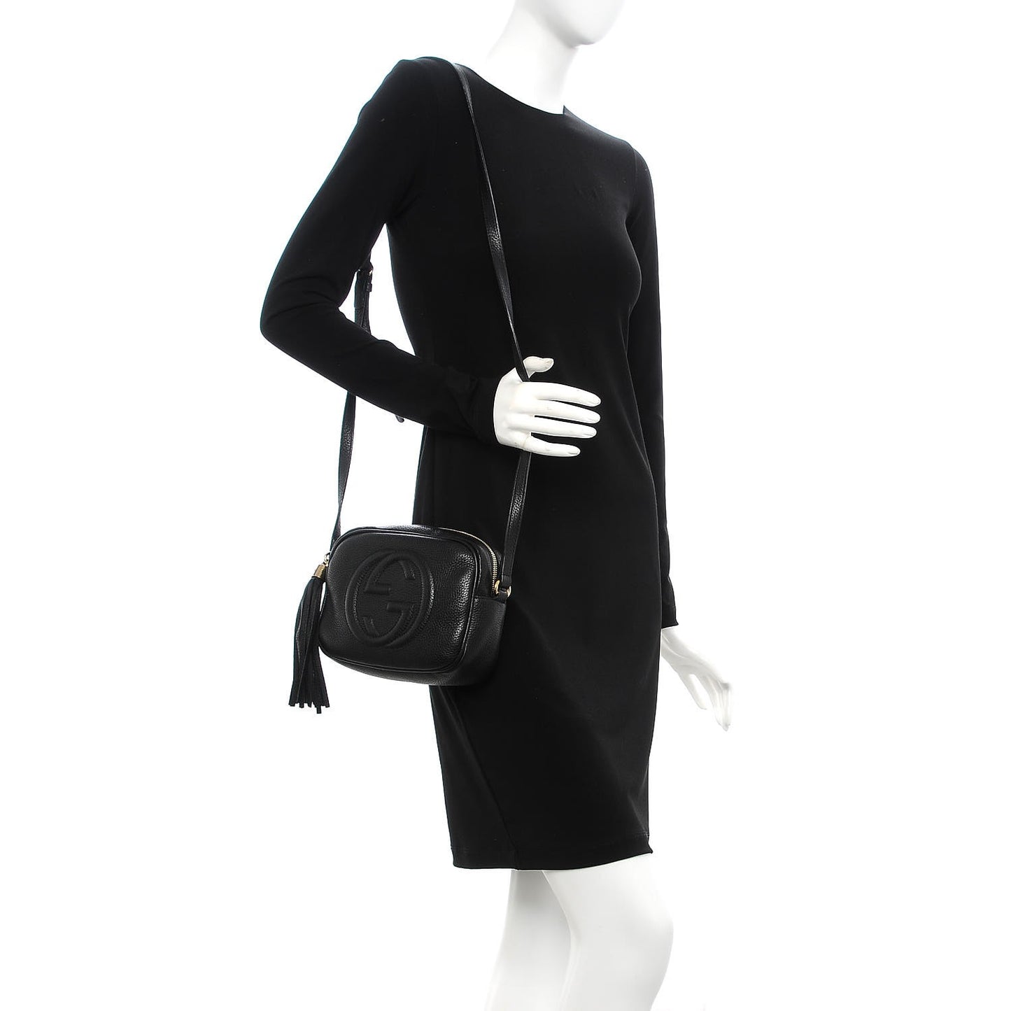 Pebbled Calfskin Small Soho Disco Bag Black