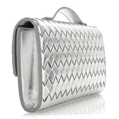 Bottega Veneta Metallic Nappa Intrecciato Long Andiamo Top Handle Silver 3 of 10