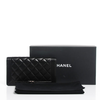 Chanel Lambskin Quilted Boy Yen Wallet Black 8 of 8