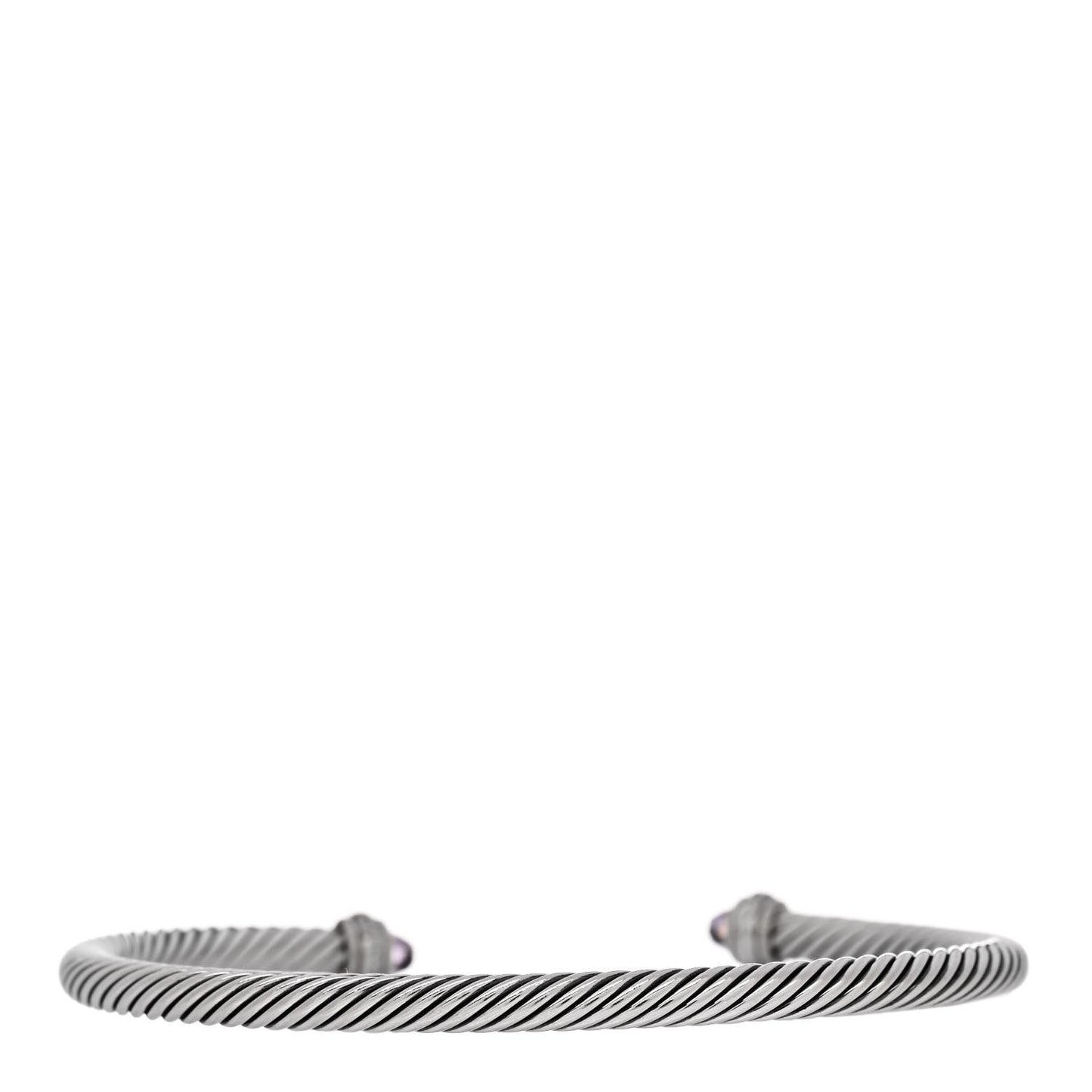 Sterling Silver Amethyst Diamond 4mm Cable Classics Bracelet