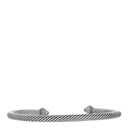 David Yurman Sterling Silver Amethyst Diamond 4mm Cable Classics Bracelet 2 of 4