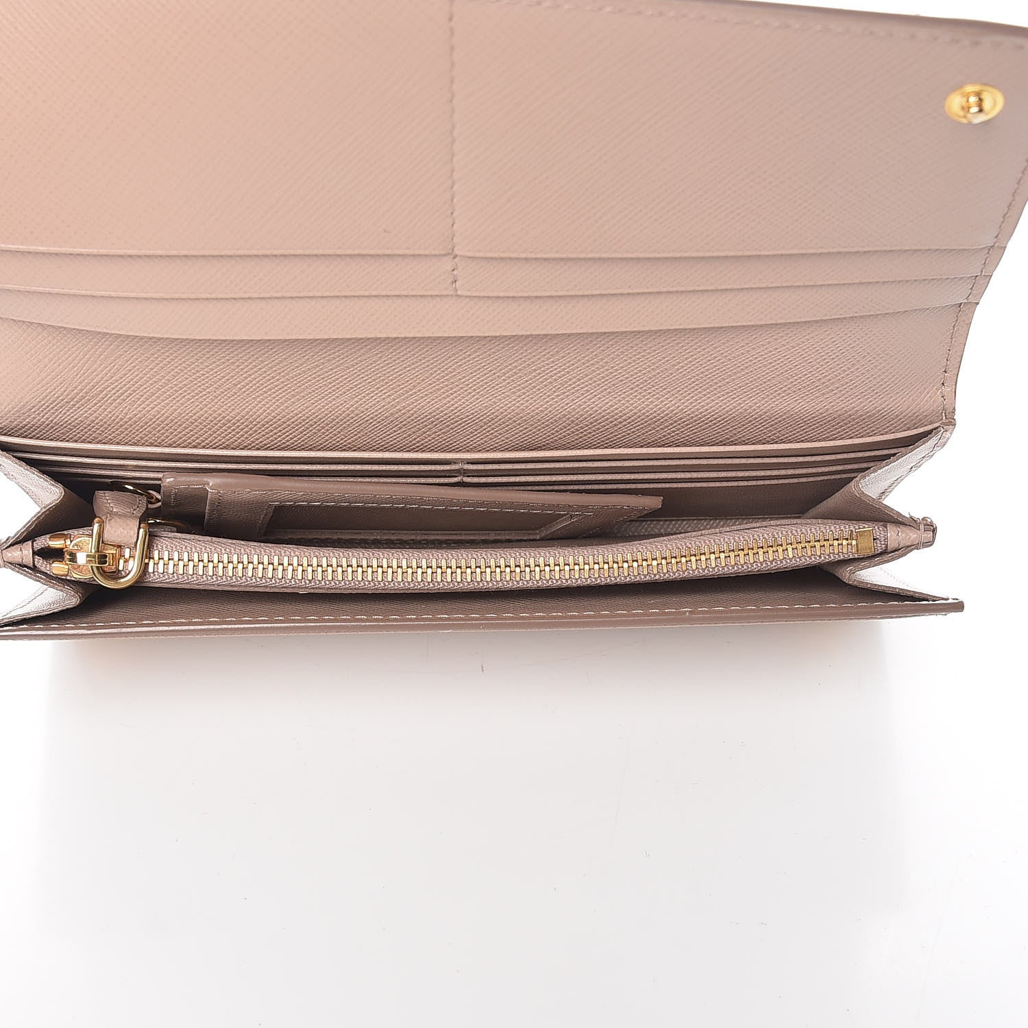 Prada Saffiano Shine Monochrome Continental Wallet Cipria 6 of 13