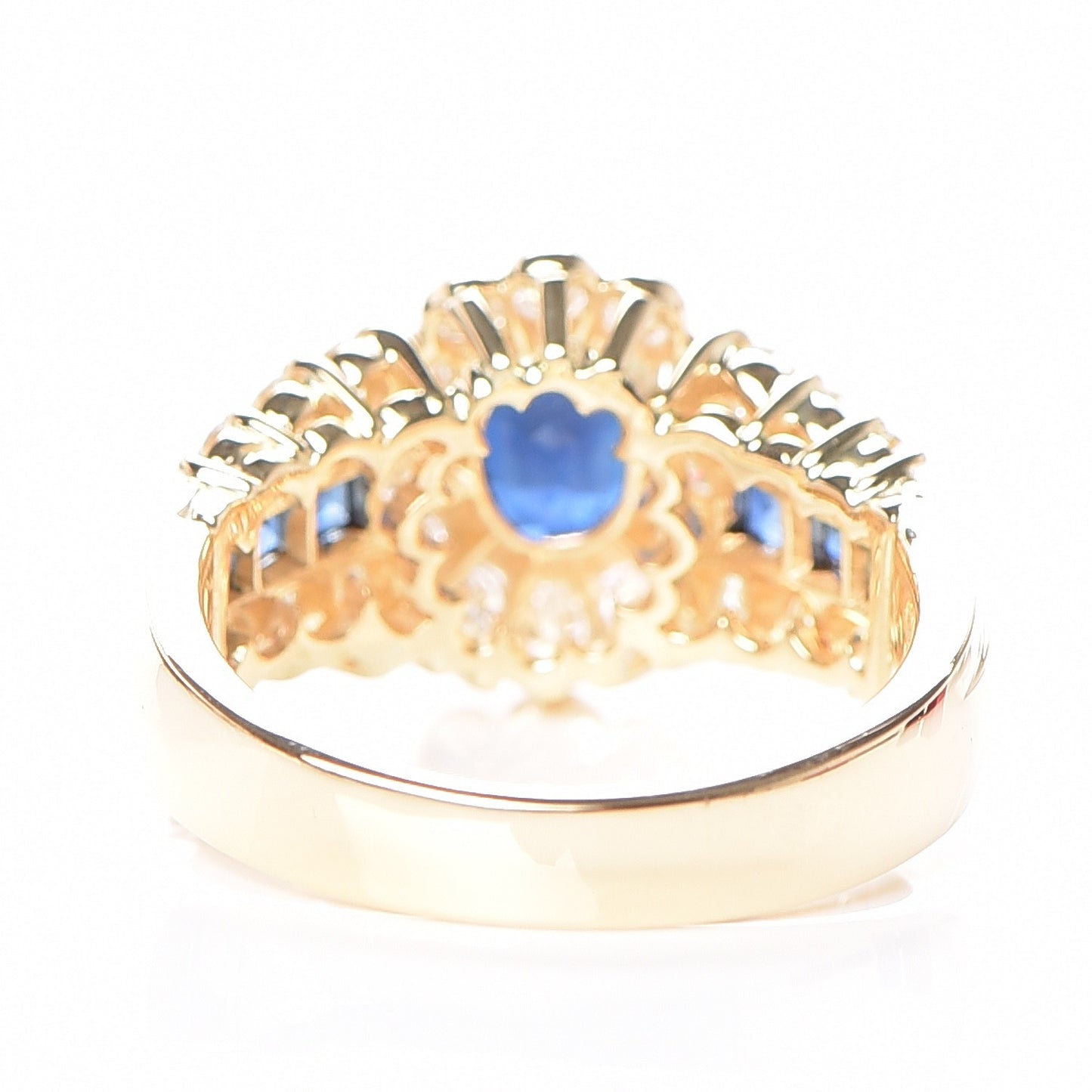 18K Yellow Gold Diamond Sapphire Ring 55 7.5