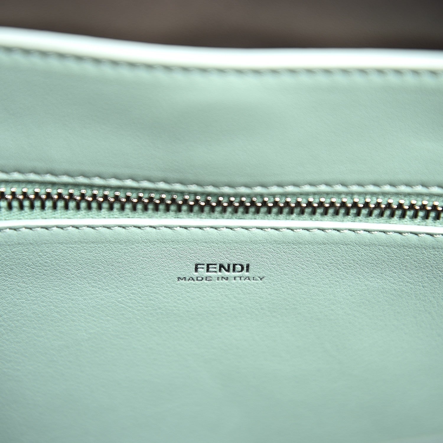 Fendi Vitello Baltico Dolce Shiny Nappa Lace Up DotCom Satchel Carbone Menta 9 of 11