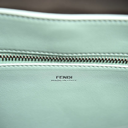 Fendi Vitello Baltico Dolce Shiny Nappa Lace Up DotCom Satchel Carbone Menta 9 of 11