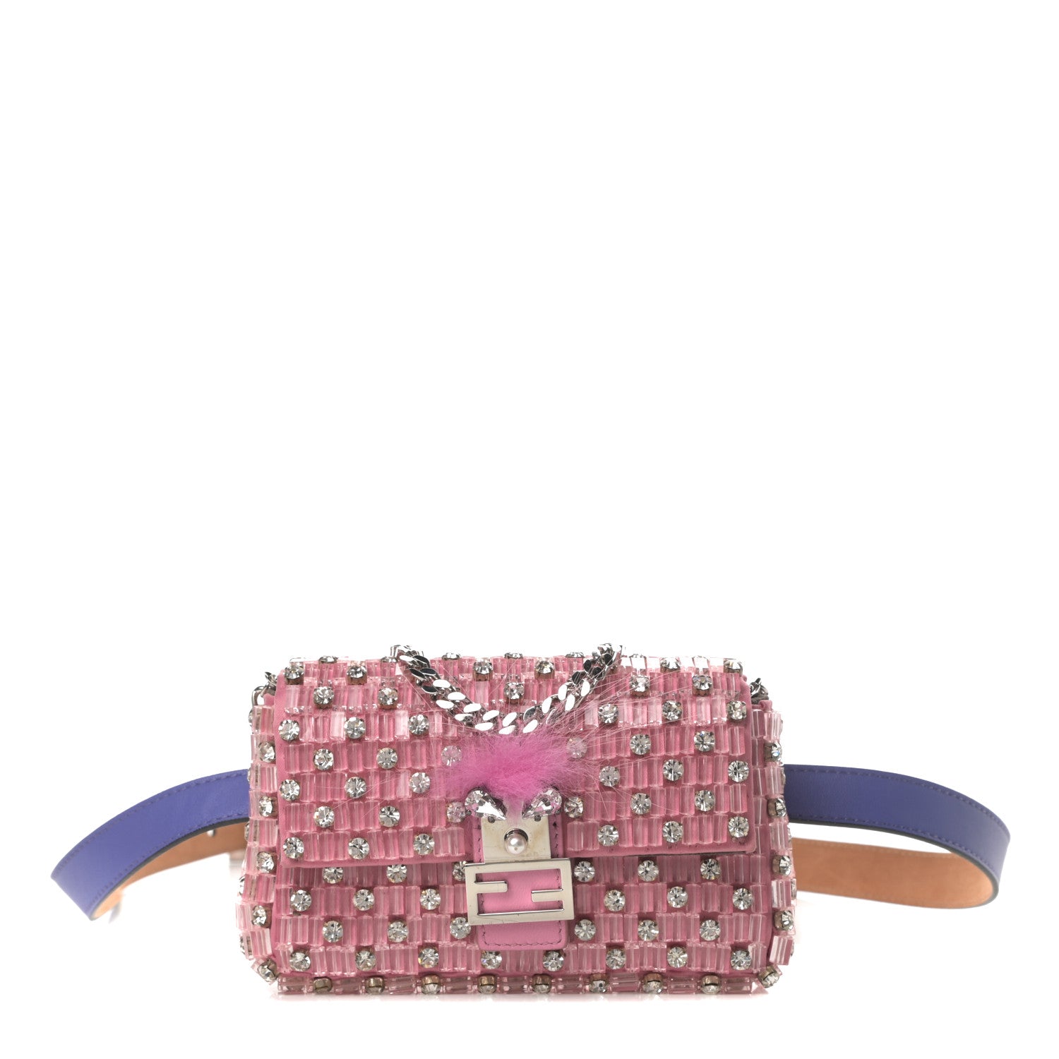 Fendi Crystal Beaded Monster Baguette Belt Bag 95 38 Pink 1 of 12