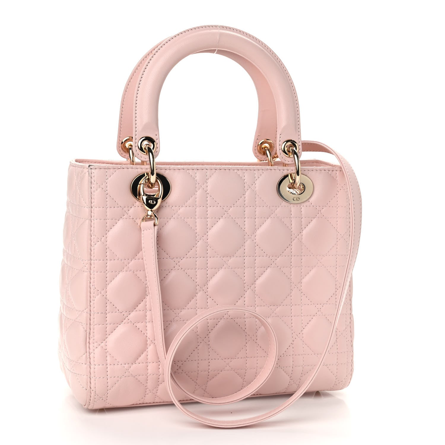 Christian Dior Lambskin Cannage Medium Lady Dior Light Pink 3 of 9