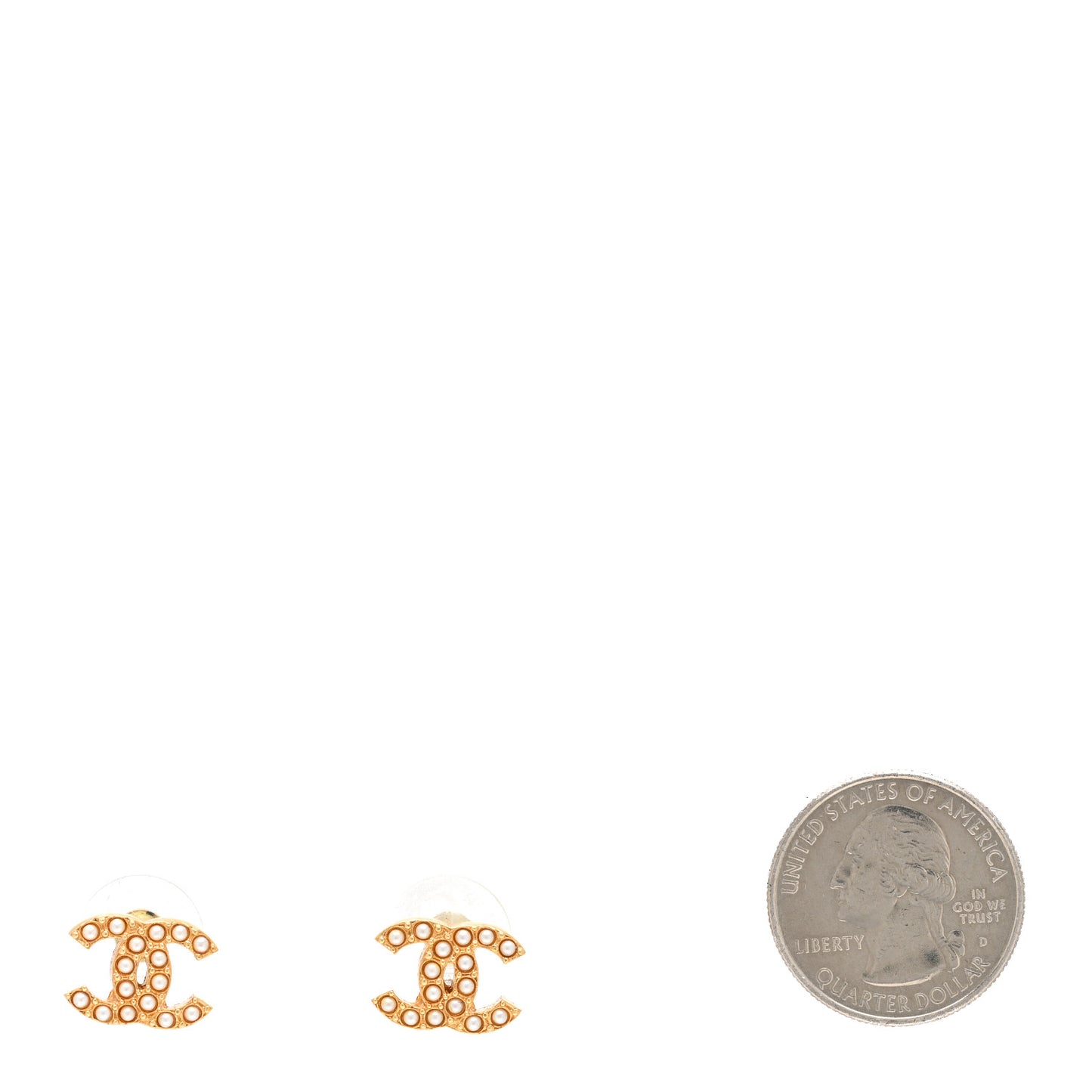 Pearl Studded CC Earrings Gold