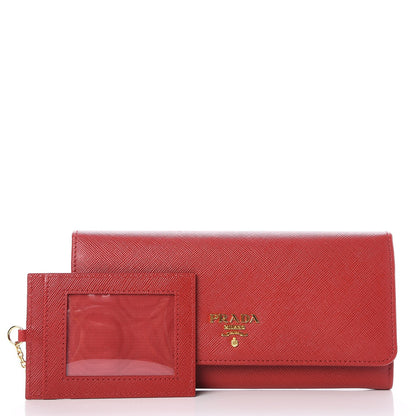Prada Saffiano Metal Continental Flap Wallet Fuoco 5 of 9