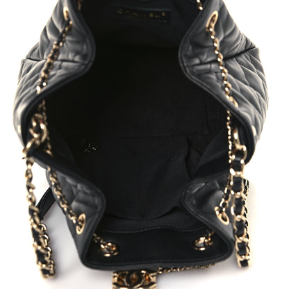 Chanel Lambskin Quilted Chain Drawstring Bag Black 5 of 12