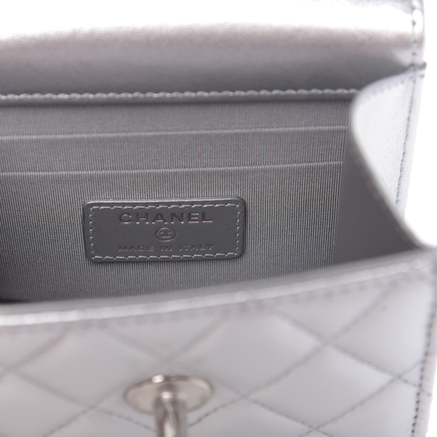 Chanel Metallic Lambskin Quilted Mini Trendy CC Clutch With Chain Silver 8 of 10