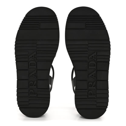 Prada Foam Rubber Triangle Logo Platform Cage Sandals 39 Black 6 of 9