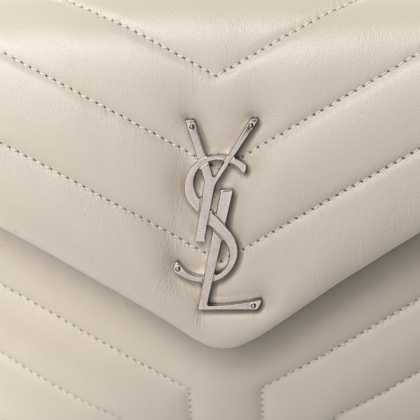 Calfskin Y Quilted Monogram Small Loulou Chain Satchel Crema Soft