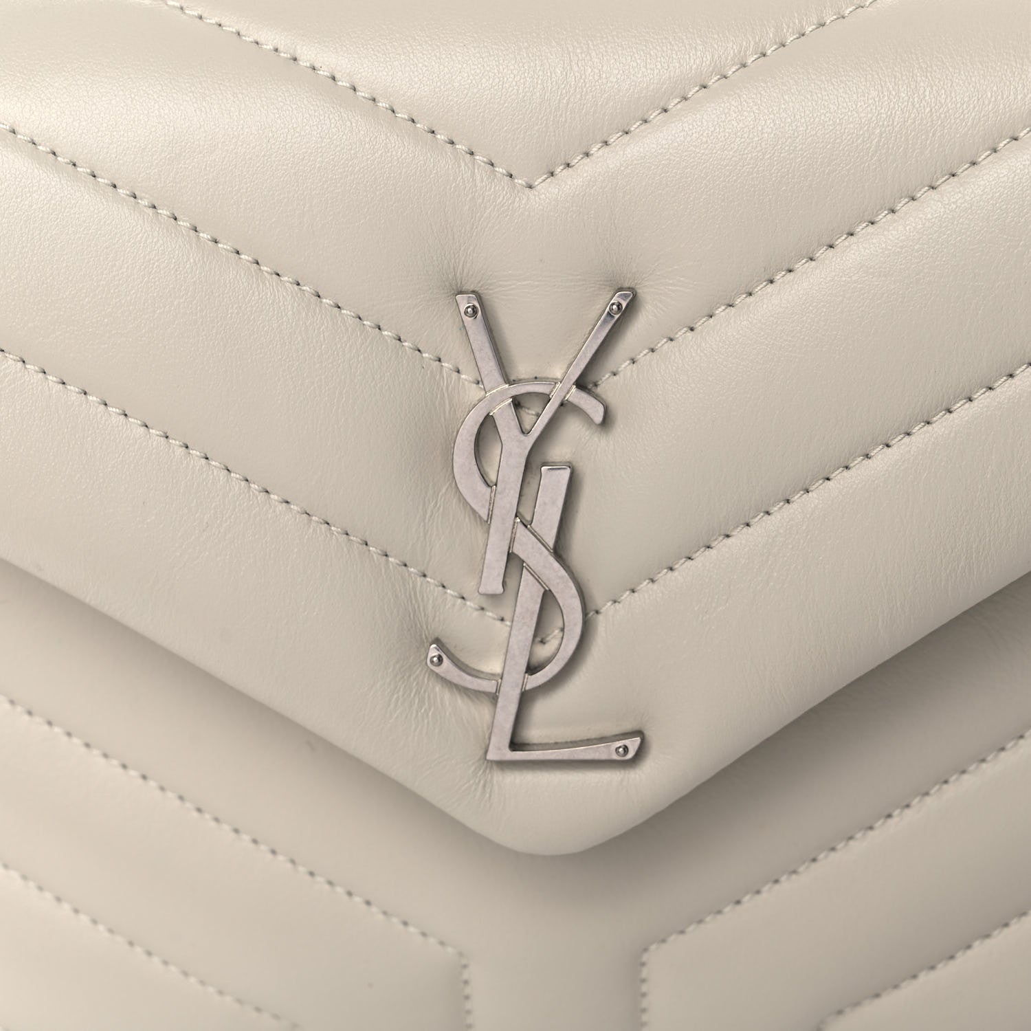 Saint Laurent Calfskin Y Quilted Monogram Small Loulou Chain Satchel Crema Soft 11 of 11