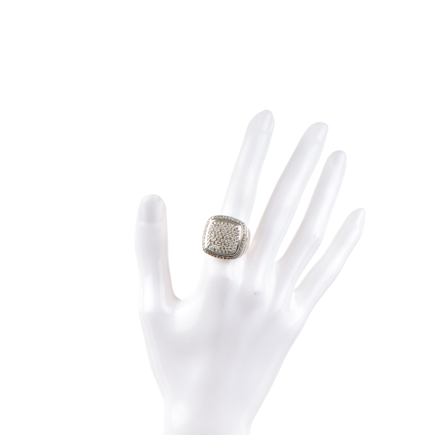 David Yurman Sterling Silver Diamond 17mm Albion Pave Statement Ring 54 7 2 of 4