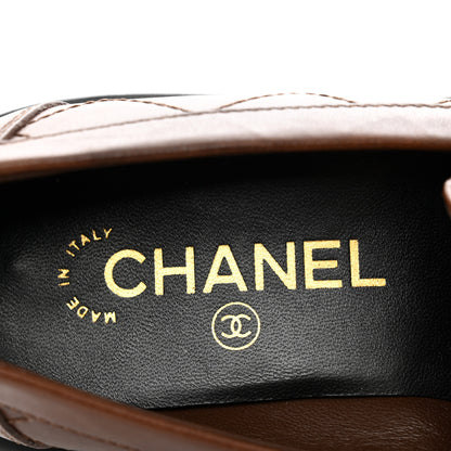 Chanel Calfskin Quilted CC Mocassin Loafers 37 Brown 7 of 8