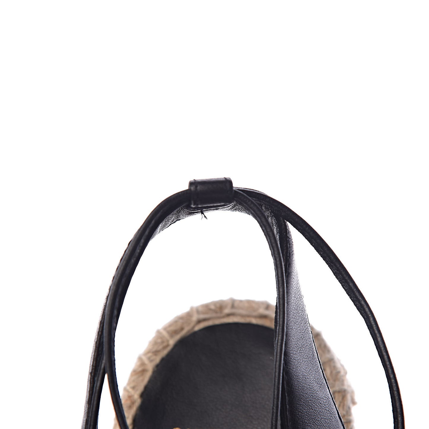 Calfskin Espadrille Lace-Up Wedges 40.5 Black