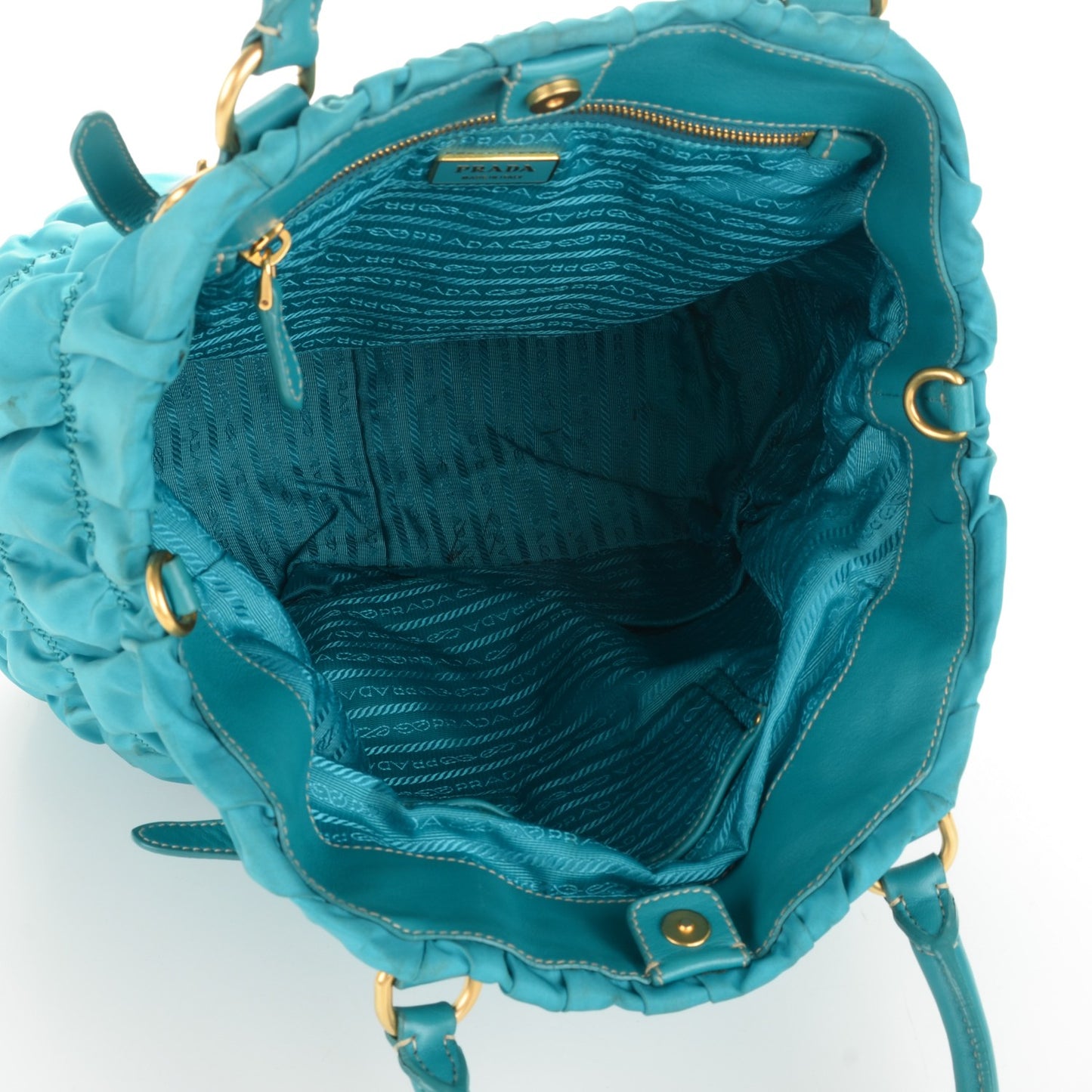 Tessuto Nylon Gaufre Tote Turchese