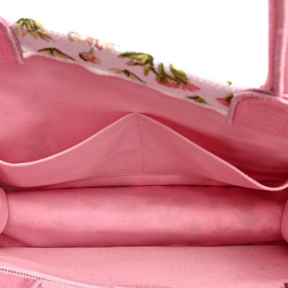 Christian Dior Cotton Toile De Jouy Daisy Garden Embroidered Dior Medaillon Small Book Tote With Strap Pink Multicolor 5 of 12
