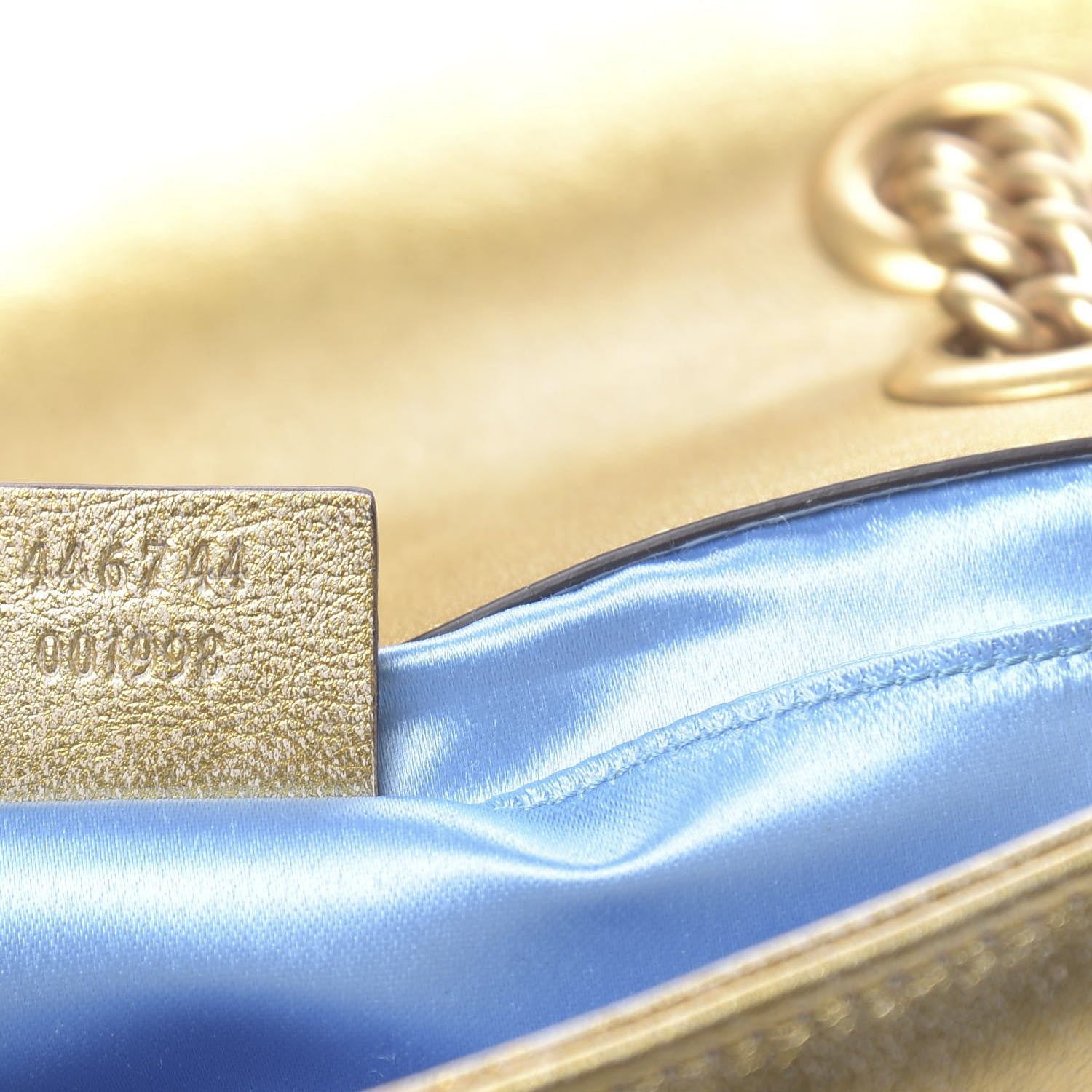 Gucci Metallic Calfskin Matelasse Mini GG Marmont Shoulder Bag Gold Pink 8 of 13