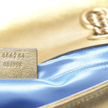 Gucci Metallic Calfskin Matelasse Mini GG Marmont Shoulder Bag Gold Pink 8 of 13