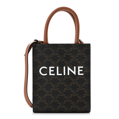 Celine Triomphe Canvas Calfskin Mini Vertical Cabas Tan 1 of 8