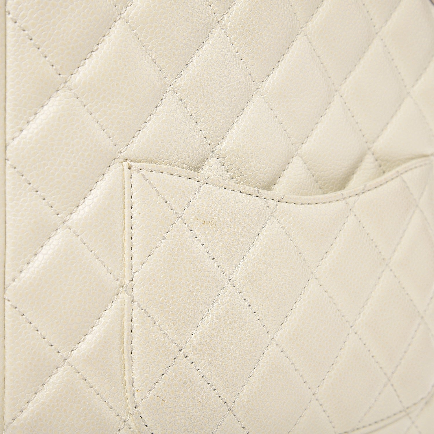 Chanel Caviar Quilted Petit Shopping Tote PST White 12 of 20
