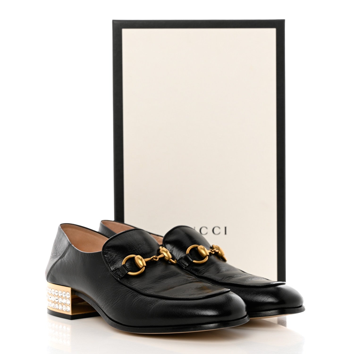 Gucci Goatskin Crystal Womens Horsebit Loafers 38 Black 9 of 9
