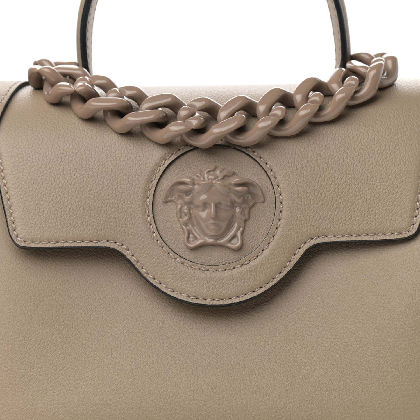 Grained Calfskin Medium La Medusa Bag Taupe