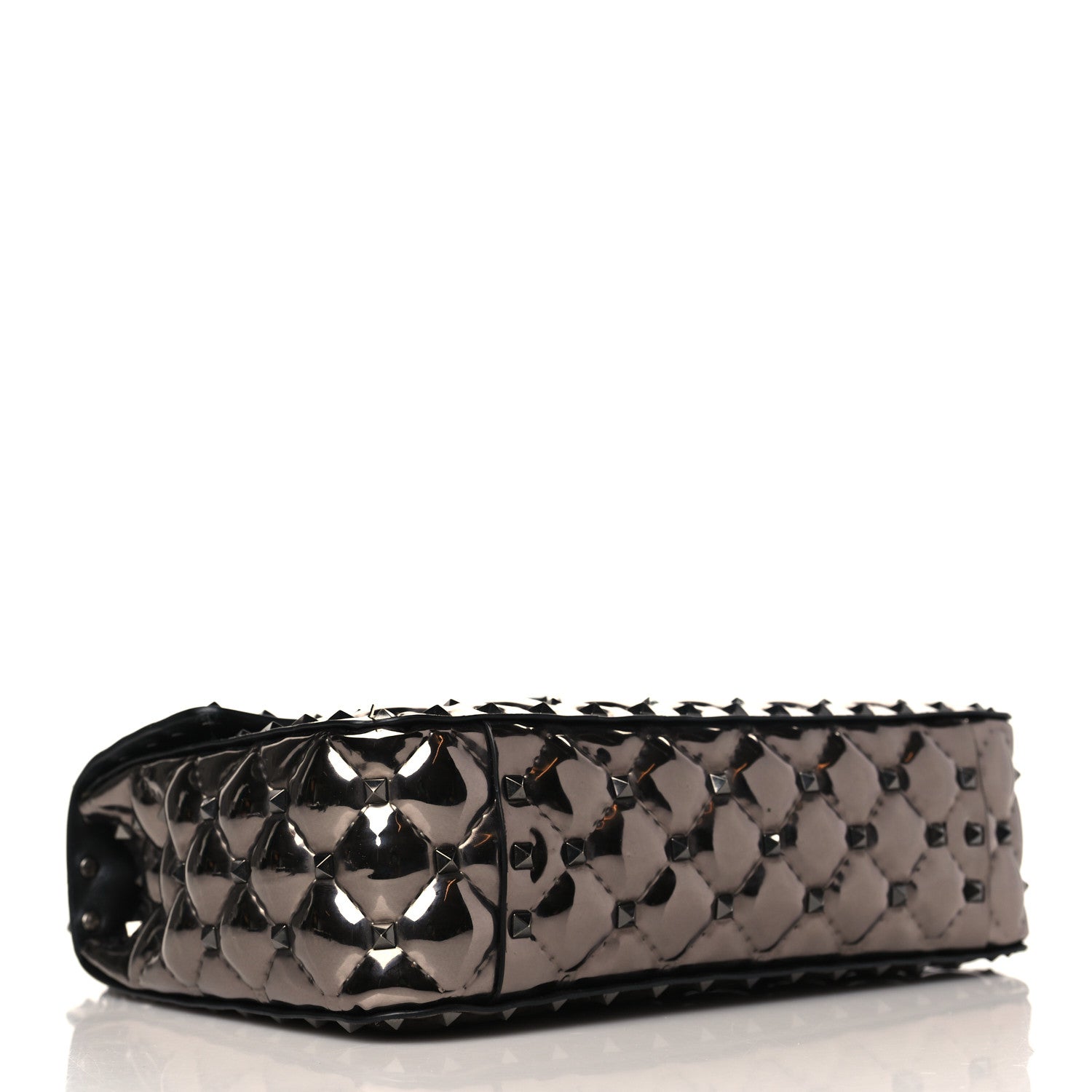 Valentino Garavani Metallic Patent Medium Rockstud Spike Shoulder Bag Rutenio 4 of 9