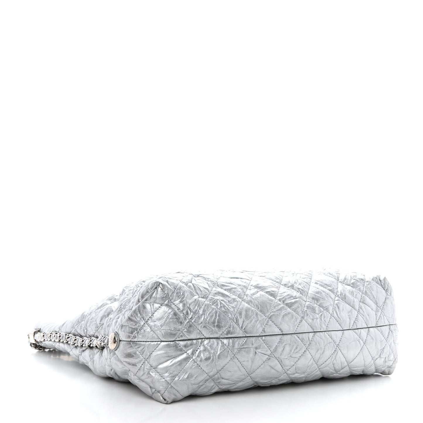 Metallic Crackled Calfskin Quilted Large Big Bang Hobo Silver
