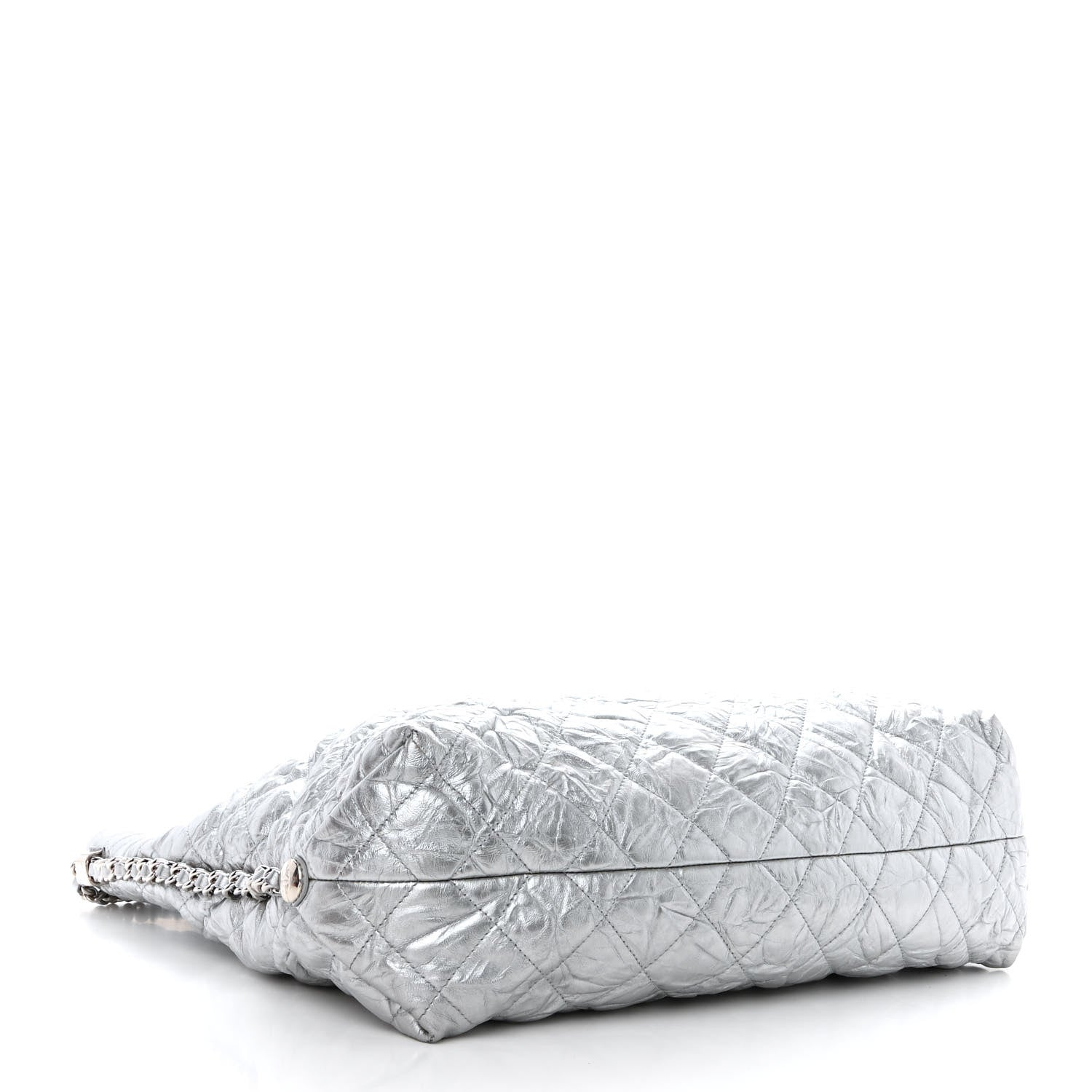 Chanel Metallic Crackled Calfskin Quilted Large Big Bang Hobo Silver 4 of 10