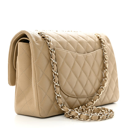 Chanel Caviar Quilted Medium Double Flap Dark Beige 3 of 11
