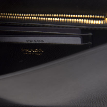 Prada Saffiano Metal Phone Wristlet Crossbody Wallet Black 5 of 9
