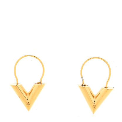 Louis Vuitton Brass Essential V Hoop Earrings Gold 1 of 5