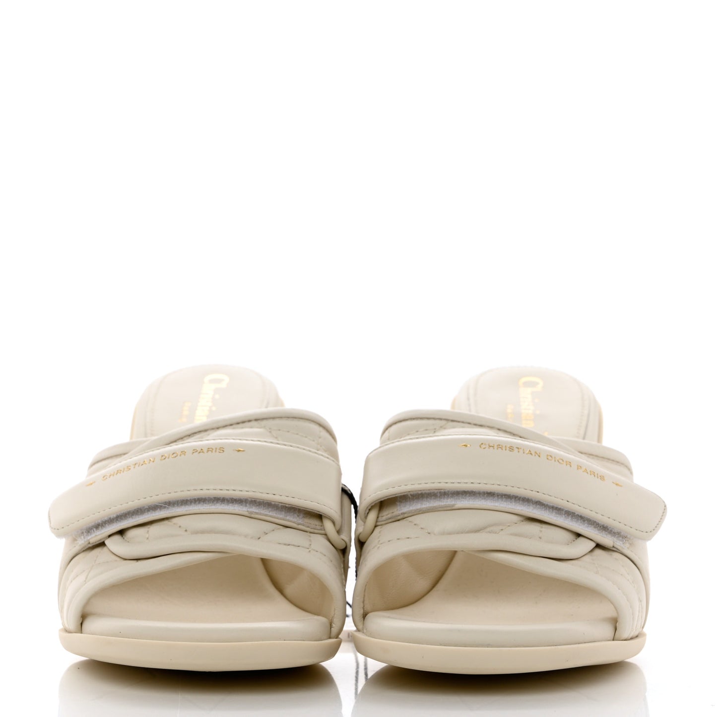 Calfskin Cannage Quilted Dio(r)evolution 80mm Slide Sandals 36 Off White