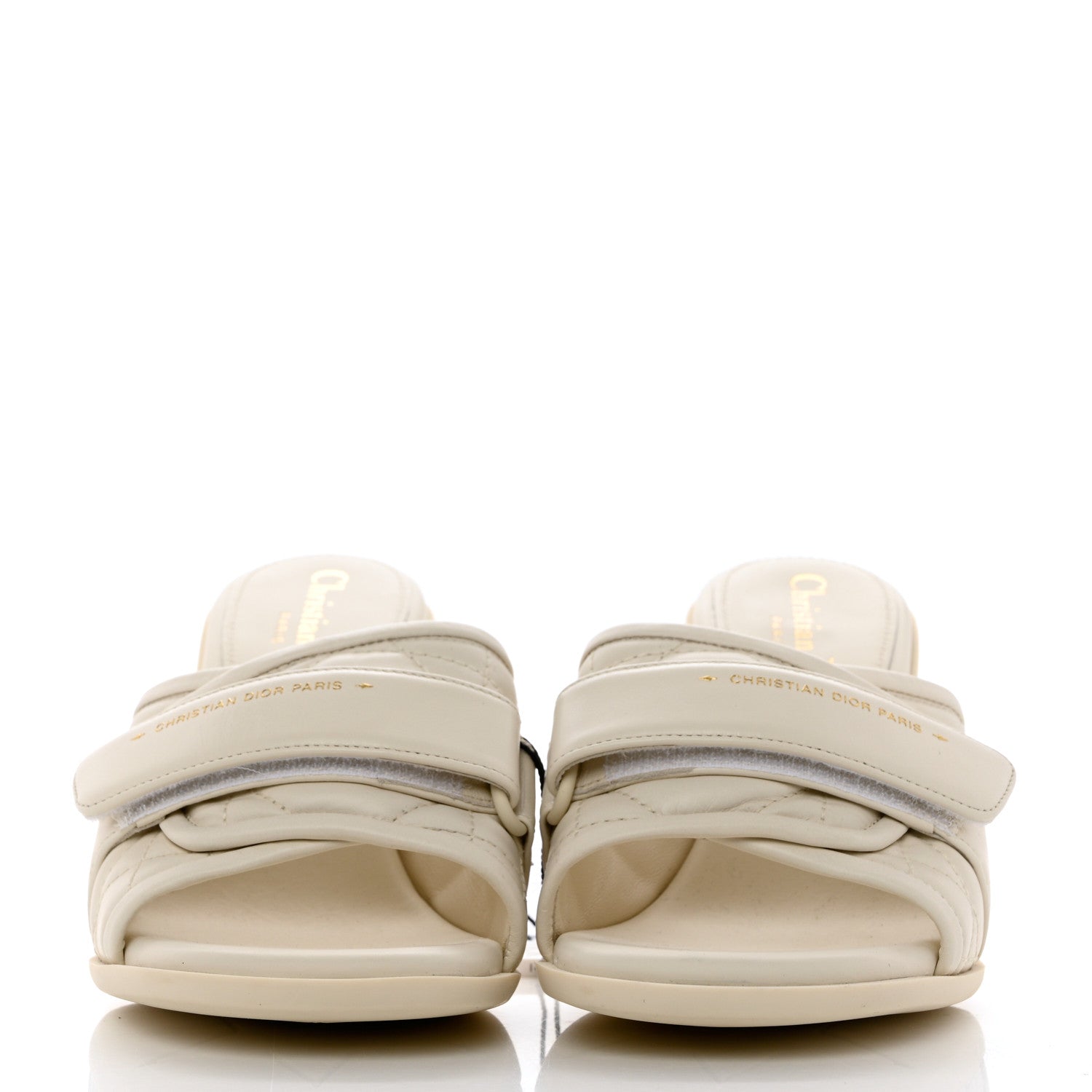 Christian Dior Calfskin Cannage Quilted Dio(r)evolution 80mm Slide Sandals 36 Off White 2 of 12