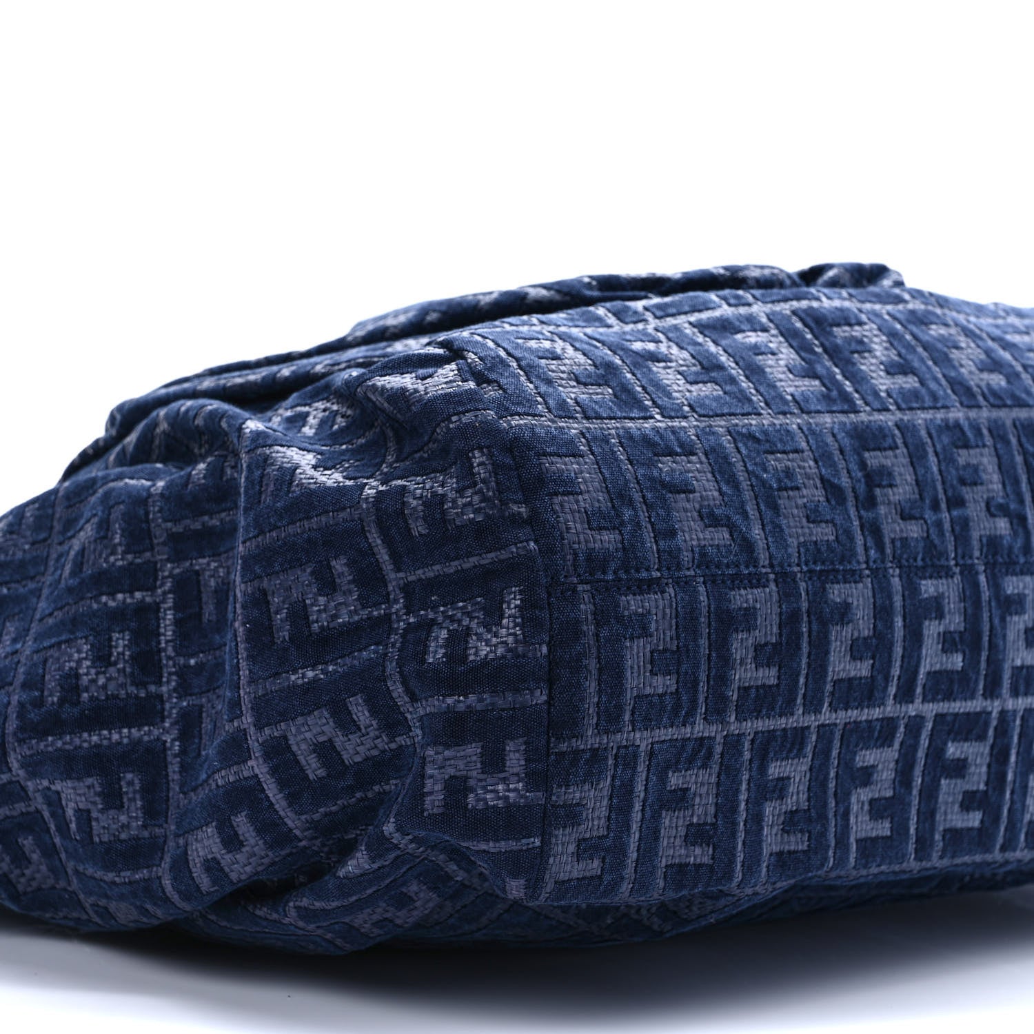 Fendi Raffia Zucca Vitello Large Chef Tote Blue Poison 8 of 9