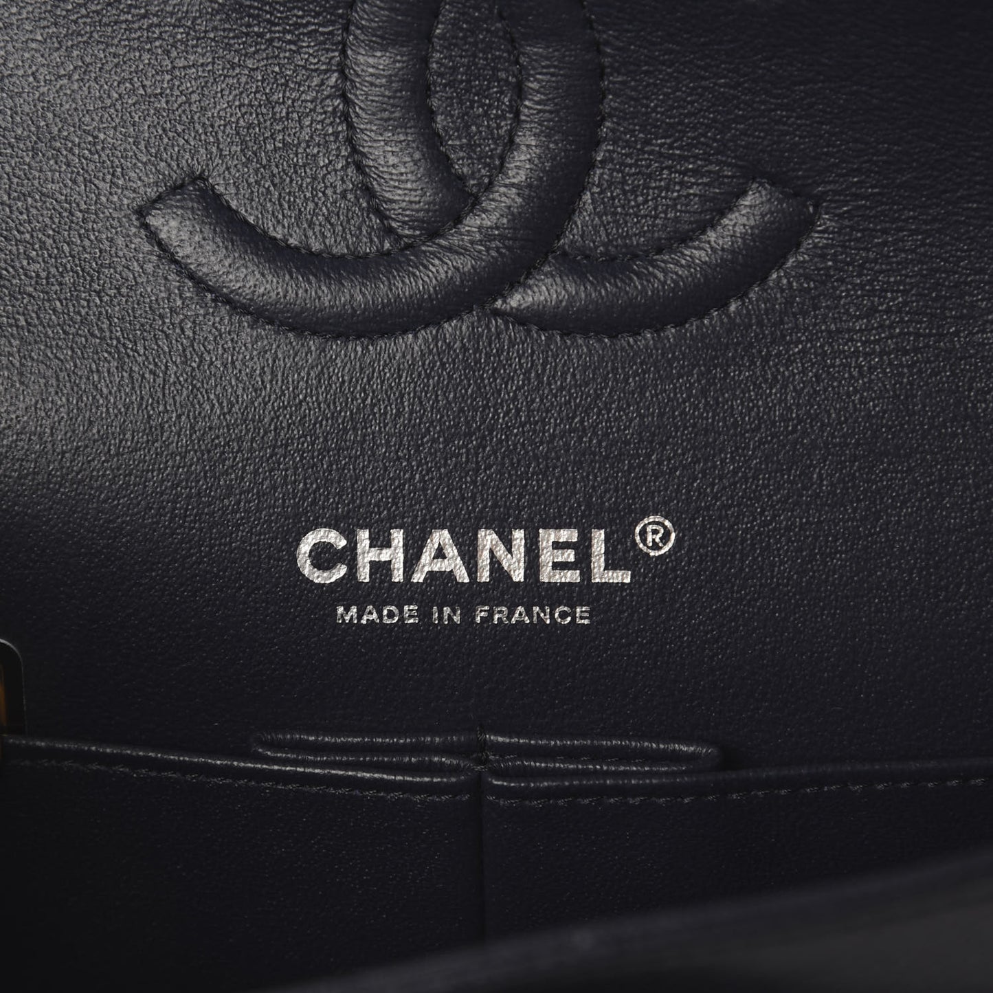 Caviar Quilted Medium Double Flap Navy