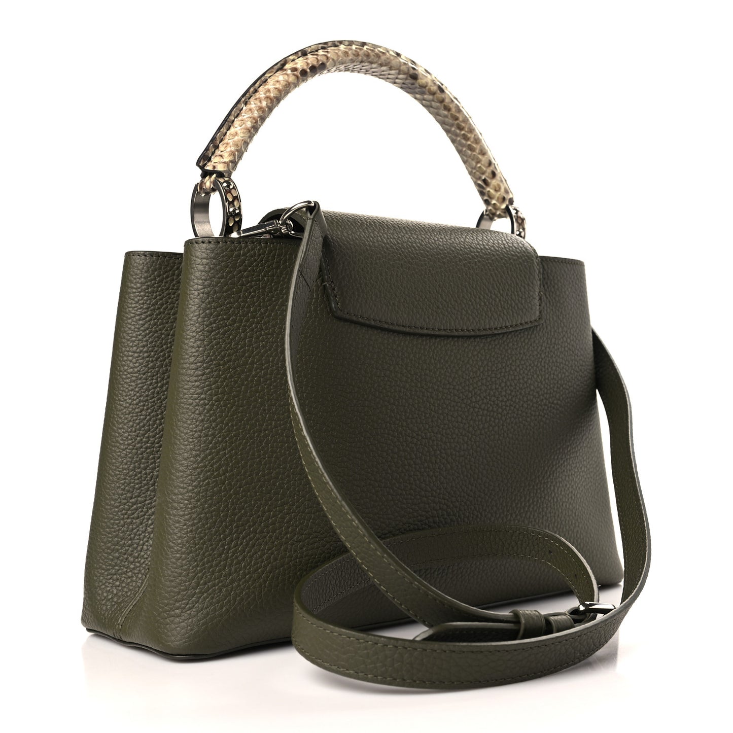 Taurillon Snakeskin Capucines PM Khaki