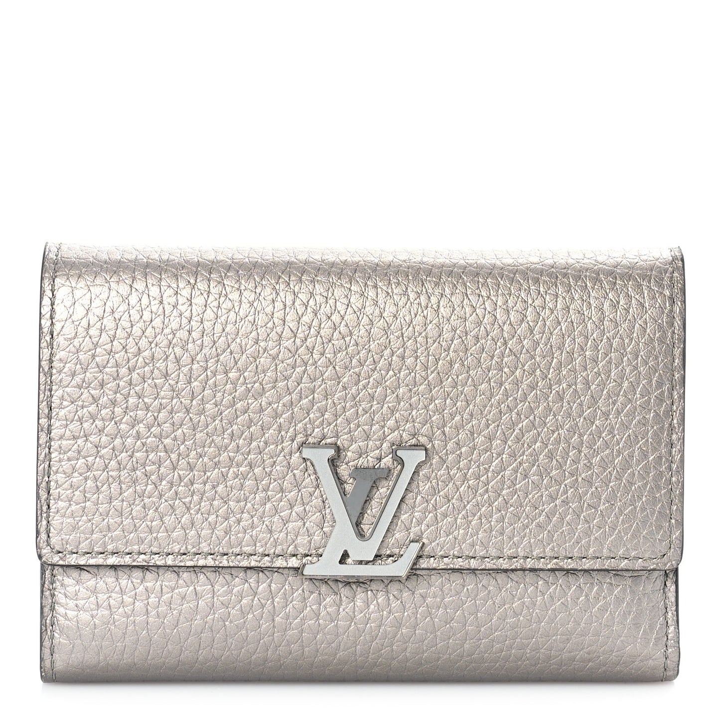 Taurillon Capucines Compact Wallet Silver