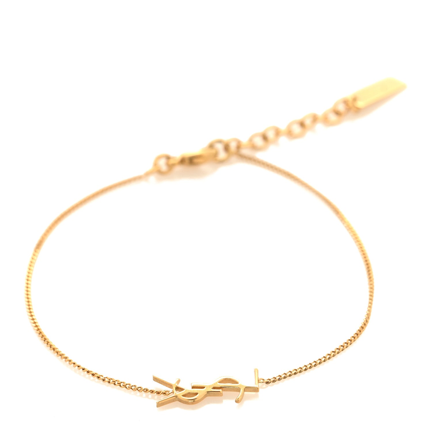 Saint Laurent Brass Monogram Charm Bracelet Gold 1 of 4
