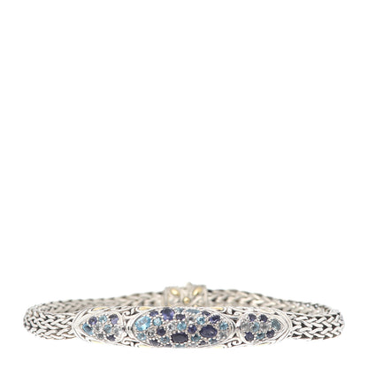 John Hardy Sterling Silver Blue Topaz Amethyst Quartz Classic Chain Bracelet 1 of 6