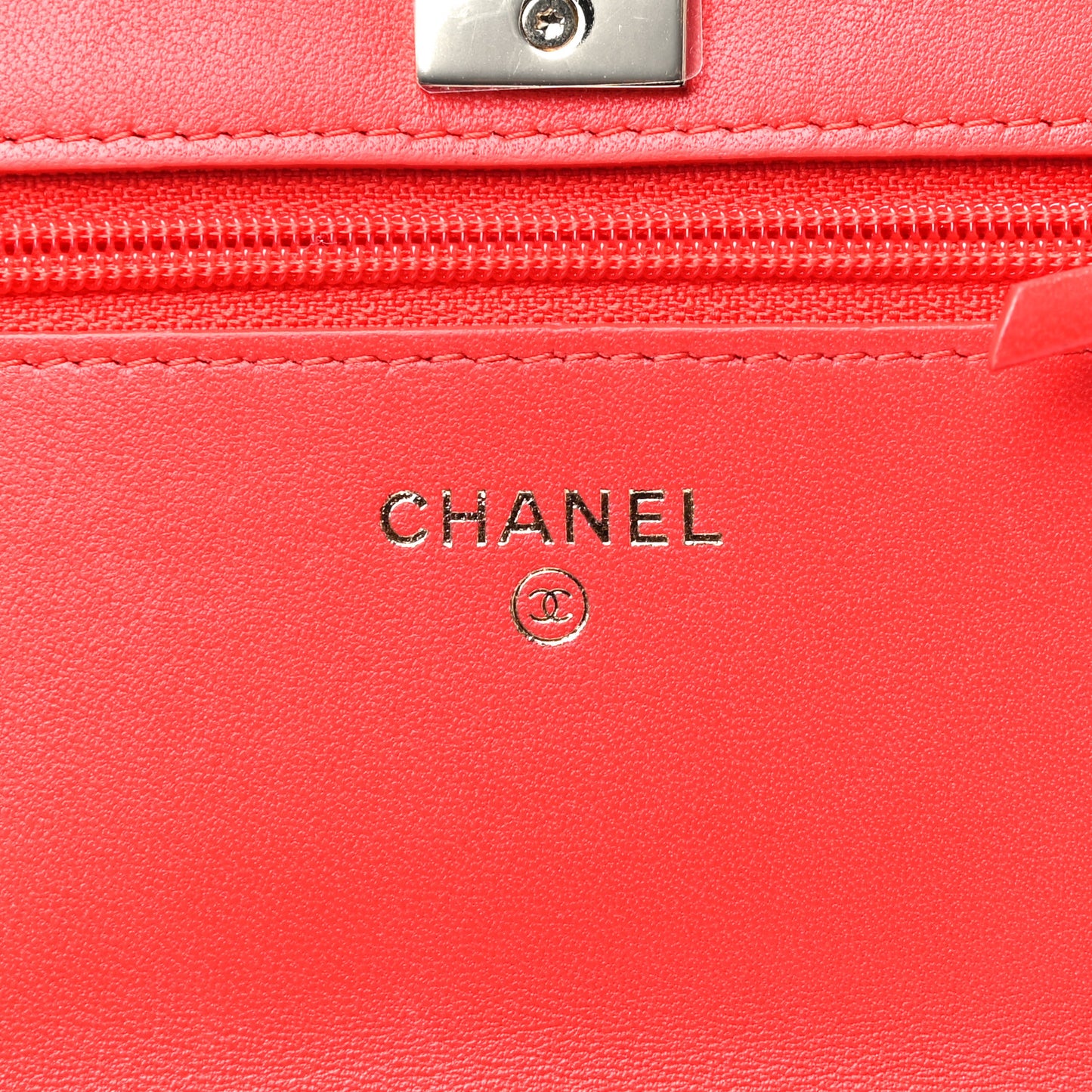 Lambskin Chevron Quilted Trendy CC Wallet On Chain WOC Red