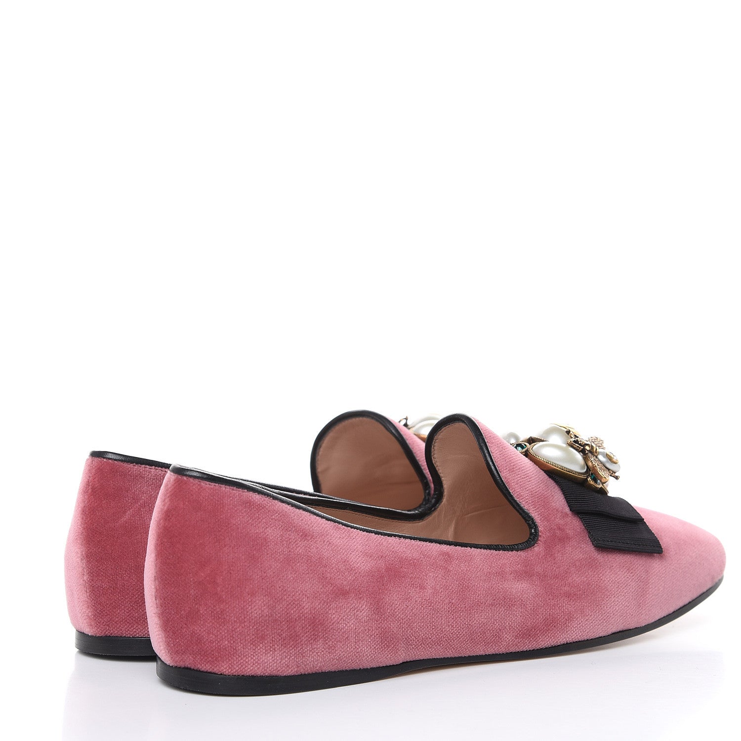 Gucci Velvet Etoile Pearl Embellished Loafers 38.5 Tibet Red 4 of 8