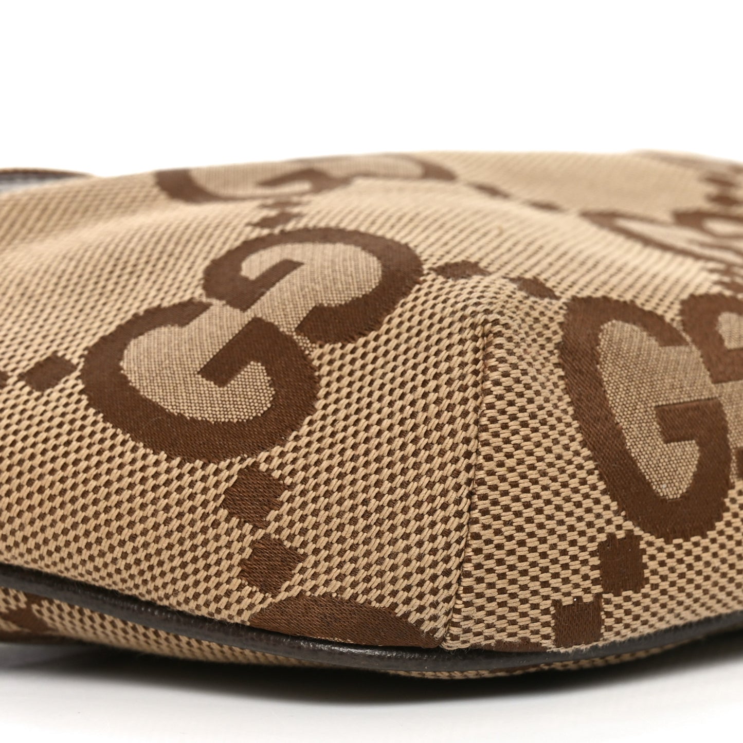 Monogram Jumbo GG Textured Dollar Calfskin Web Belt Bag Camel Ebony New Acero